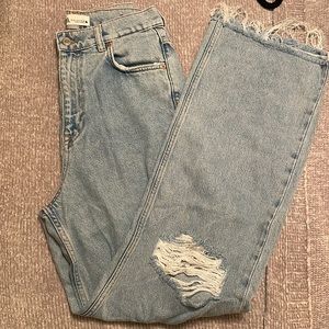 Zara distressed wide leg jeans